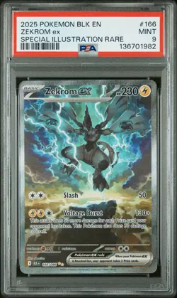 2025 POKEMON BLK EN-BLACK BOLT SPECIAL ILLUSTRATION RARE #166 ZEKROM EX PSA 9 - Image 1