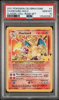 2021 POKEMON TCG CHARIZARD 4/102 CELEBRATIONS CLASSIC COLLECTION BASE SET PSA 10 - Image 1
