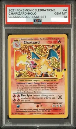 2021 Pokemon Celebrations Classic Collection Charizard -Base Set PSA 10 4/102 - Image 1