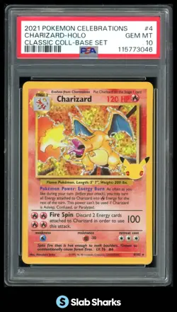 2021 POKEMON CELEBRATIONS #4/102 CHARIZARD HOLO BASE SET CLASSIC COLLEC PSA 10 - Image 1