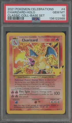 2021 Pokemon Celebrations Classic Coll Base Set #4 Charizard Holo PSA 10 - Image 1