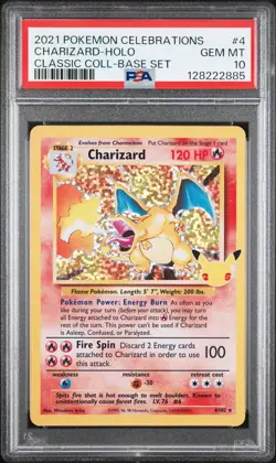 2021 POKEMON CELEBRATIONS CLASSIC COLL #4 CHARIZARD-HOLO PSA 10 - Image 1