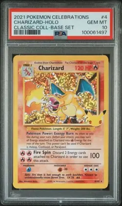 2021 Pokemon Celebrations #4 Charizard-Holo Classic Coll-Base Set PSA 10 - Image 1