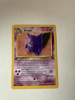 Pokemon Gengar Fossil 1st Edition Rare Regular Card 20/62 80HP English - Image 1
