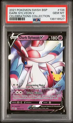 2021 POKEMON SWSH BLACK STAR PROMO CELEBRATIONS COLL #134 DARK SYLVEON V PSA 10 - Image 1