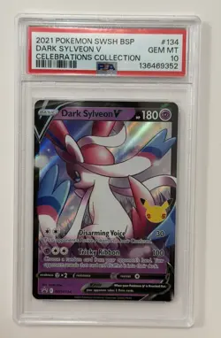 2021 POKEMON SWSH BLACK STAR PROMO CELEBRATIONS COLL #134 DARK SYLVEON V PSA 10 - Image 1
