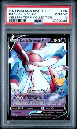 2021 POKEMON SWSH BLACK STAR PROMO CELEBRATIONS COLL #134 DARK SYLVEON V PSA 10 - Image 1