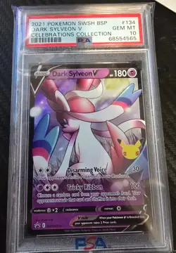 2021 POKEMON SWSH BLACK STAR PROMO CELEBRATIONS COLL #134 DARK SYLVEON V PSA 10 - Image 1