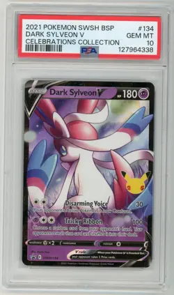 2021 POKEMON SWSH BLACK STAR PROMO CELEBRATIONS COLL #134 DARK SYLVEON V PSA 10 - Image 1