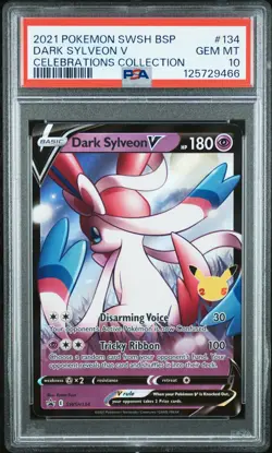 2021 POKEMON SWSH BLACK STAR PROMO CELEBRATIONS COLL #134 DARK SYLVEON V PSA 10 - Image 1