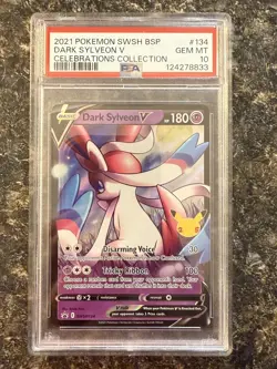 2021 POKEMON SWSH BLACK STAR PROMO CELEBRATIONS COLL #134 DARK SYLVEON V PSA 10 - Image 1