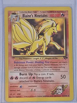 2000 Pokemon BLAINE'S NINETALES Gym Challenge Set RARE Non Holo Card 21/132 - LP - Image 1