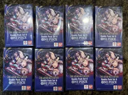 One Piece Card Game THE AZURE SEA'S SEVEN Double Packs (OP14-EB04) Lot of 8 New! - Image 1