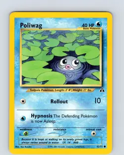 Pokemon TCG Poliwag Neo Discovery 62/75 Unlimited Common Card WOTC LP-NM - Image 1