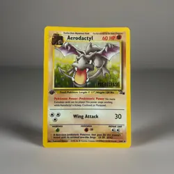Pokemon TCG Aerodactyl Card 1/62 Fossil Holo Prerelease 1st Edition LP 1999 - Image 1