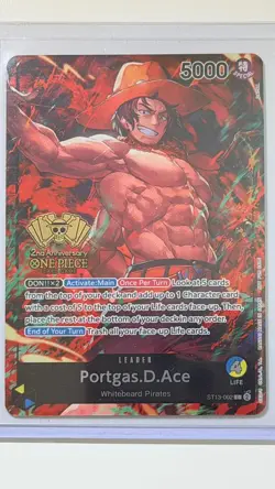 2nd Anniversary Stamp Ace ST13-002 Promo Leader One Piece TCG Card Game Alt Art - Image 1