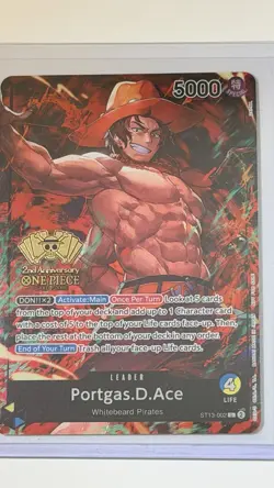 2nd Anniversary Stamp Ace ST13-002 Promo Leader One Piece TCG Card Game Alt Art - Image 2