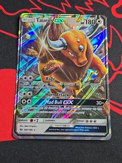Tauros GX # 100/149 Pokemon Sun & Moon Base Set Ultra Rare Card LP - Image 1