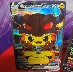 Pikachu Garrurumon, Greymon Pokemon/Digimon Cute Cosplay Doujin ACG HOLO Card - Image 3