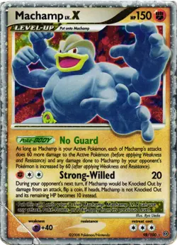 Pokemon TCG Machamp LV.X Holo Rare Card Stormfront 98/100 DMG - Image 1