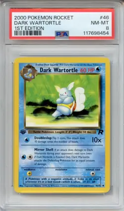 2000 Pokemon Team Rocket Dark Wartortle 1st Edition #46 PSA 8 NM-MT - Image 1