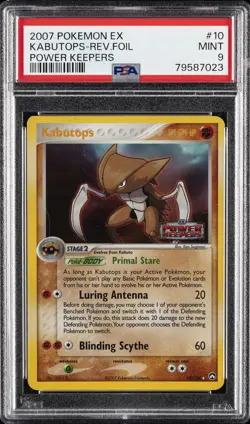 2007 POKEMON EX POWER KEEPERS #10 KABUTOPS-REVERSE FOIL PSA 9 - Image 1