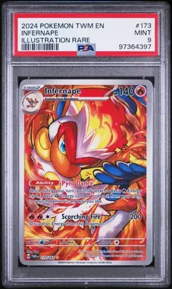 2024 POKEMON TWM EN-TWILIGHT MASQUERADE ILLUSTRATION RARE #173 INFERNAPE PSA 9 - Image 1