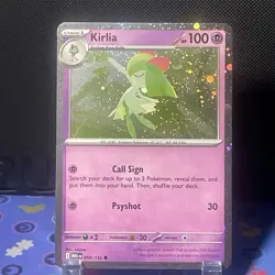 Pokemon Kirlia Cosmos Holo With SWIRL 059/132 Mega Evolution Near Mint - Image 1
