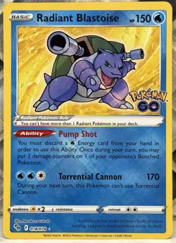 Radiant Blastoise 018/078 2022 Pokemon GO Radiant Rare LP. Pokemon TCG - Image 1
