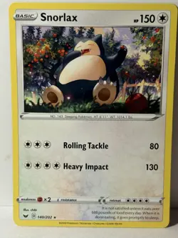 Snorlax 140/202 SWSH01: Sword & Shield Base Set NM Pokemon Fast Ship - Image 1
