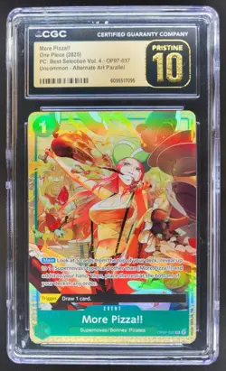 2025 ONE PIECE CCG MORE PIZZA!! ALTERNATE ART OP07-037 CGC 10 PRISTINE C PT - Image 1
