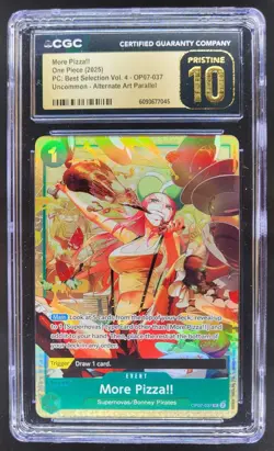 2025 ONE PIECE CCG MORE PIZZA!! ALTERNATE ART OP07-037 CGC 10 PRISTINE D PT - Image 1