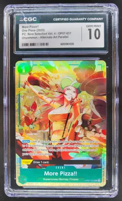 2025 ONE PIECE CCG MORE PIZZA!! ALT ART OP07-037 CGC 10 C PT - Image 1