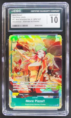 2025 ONE PIECE CCG MORE PIZZA!! ALT ART OP07-037 CGC 10 D PT - Image 1