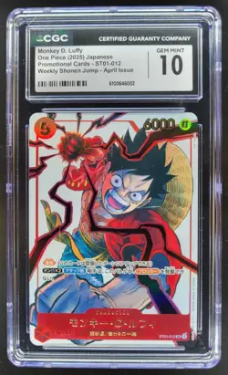 2025 ONE PIECE CCG JAPANESE MONKEY D. LUFFY PROMO ST01-012 CGC 10 C PT - Image 1