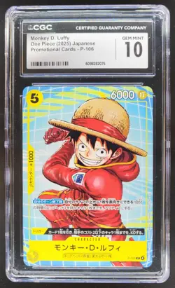 2025 ONE PIECE CCG JAPANESE MONKEY D. LUFFY PROMO P-106 CGC 10 E PT - Image 1