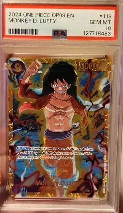 Bandai Monkey D. Luffy Leader OP09-119 Full Art Foil PSA 10 English One Piece - Image 1