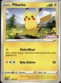 NM - Pokemon 2021 Indonesia Pikachu Promo Card 240/S-P Stamped Indomaret - Image 1