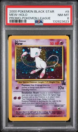PSA NM-MT 8 Mew #9 Holo- 2000 Pokemon League Black Star Promo - Image 1