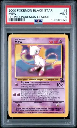 2000 POKEMON PROMO BLACK STAR POKEMON LEAGUE #8 MEW PSA 9 - Image 1