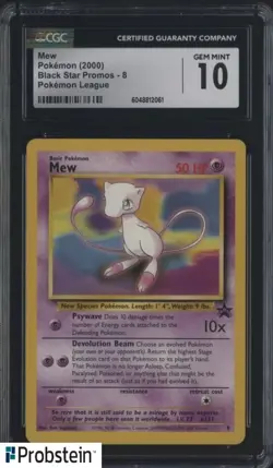 Mew 2000 Pokemon Black Star Promo Pokemon League #8 CGC 10 GEM MINT - Image 1