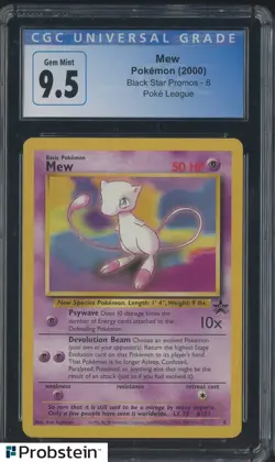 2000 Pokemon Black Star Promos #8 Mew Poke League CGC 9.5 GEM MINT - Image 1