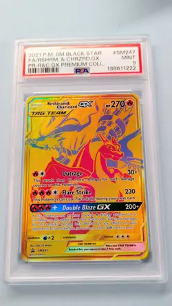 Reshiram Charizard GX Tag Team PSA 9 2021 Pokemon Sun & Moon Black Star FA - Image 1