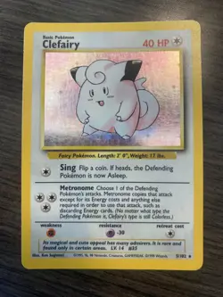 1999 Pokemon Base Set Clefairy 5/102 Holo Rare Unlimited MP - WOTC - Image 1