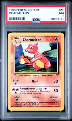 1999 POKEMON BASE SET UNLIMITED #24 CHARMELEON PSA 7 - Image 1