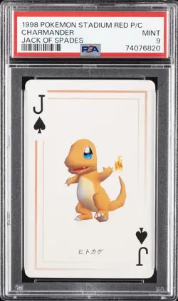 1998 POKEMON STADIUM RED VERSION PLAYING CARDS JACK OF SPADES CHARMANDER PSA 9 - Image 1