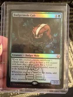 Magic: The Gathering Badgermole Cub Foil Creature Card - Image 1