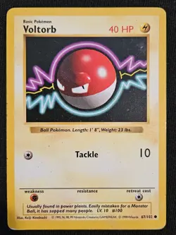 LP - Shadowless - Voltorb 67/102 - ERROR CARD - Base Set Pokemon - 1999 - WOTC - Image 1