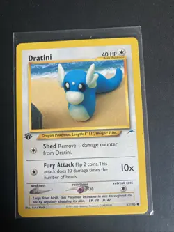 Pokemon Cards: Neo Destiny 1st Edition Common: Dratini 63/105 LP - Image 1