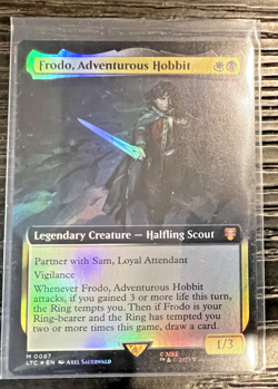 LTC Lord of the Rings MTG 087 Frodo, Adventurous Hobbit, FOIL Borderless - Image 1